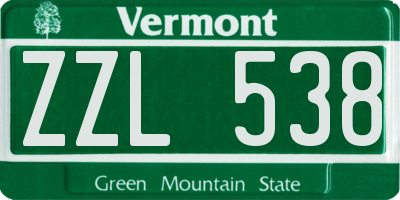 VT license plate ZZL538