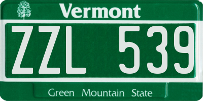 VT license plate ZZL539