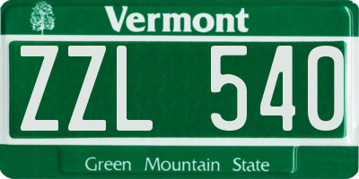 VT license plate ZZL540