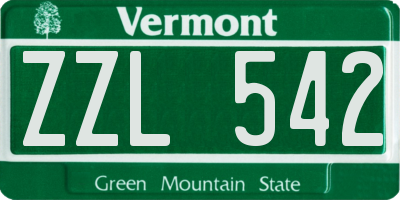 VT license plate ZZL542