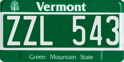 VT license plate ZZL543