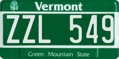 VT license plate ZZL549