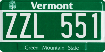 VT license plate ZZL551