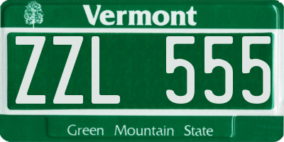 VT license plate ZZL555