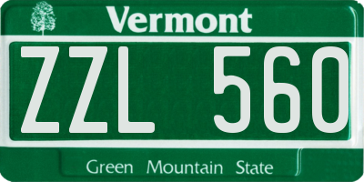 VT license plate ZZL560