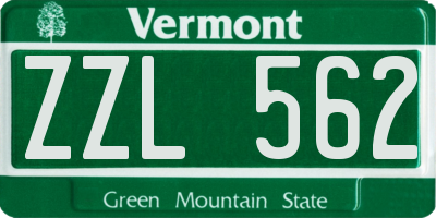 VT license plate ZZL562