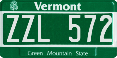 VT license plate ZZL572