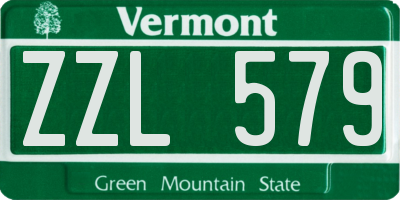 VT license plate ZZL579