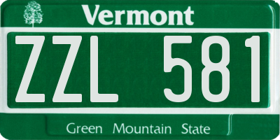 VT license plate ZZL581