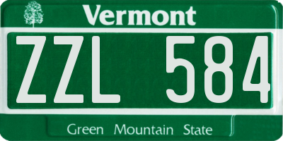 VT license plate ZZL584