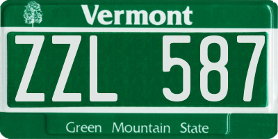 VT license plate ZZL587