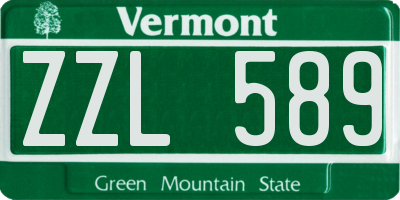 VT license plate ZZL589