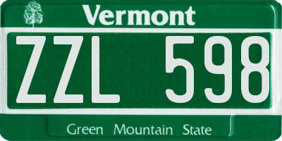 VT license plate ZZL598