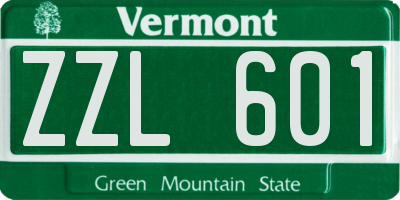 VT license plate ZZL601