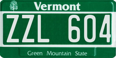 VT license plate ZZL604