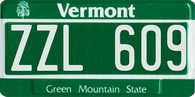 VT license plate ZZL609