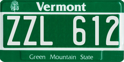 VT license plate ZZL612