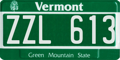 VT license plate ZZL613