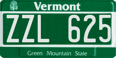 VT license plate ZZL625
