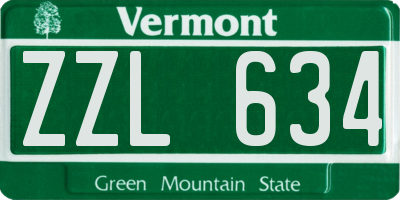 VT license plate ZZL634