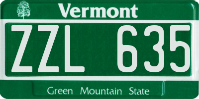 VT license plate ZZL635
