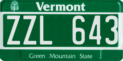 VT license plate ZZL643