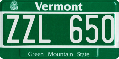 VT license plate ZZL650