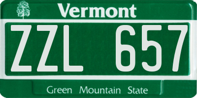 VT license plate ZZL657