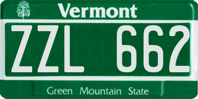 VT license plate ZZL662