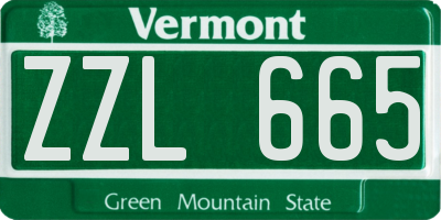 VT license plate ZZL665