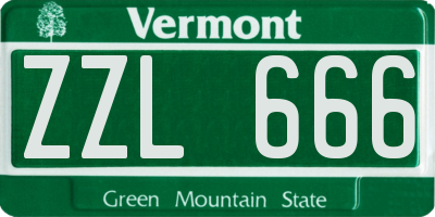VT license plate ZZL666