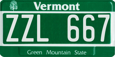 VT license plate ZZL667
