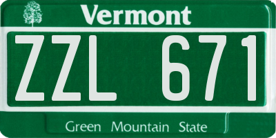 VT license plate ZZL671