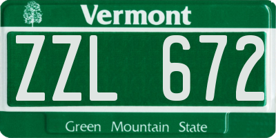 VT license plate ZZL672