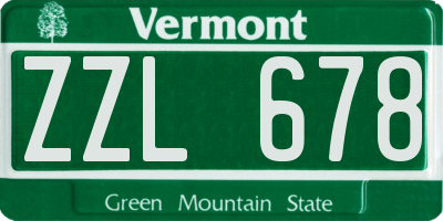VT license plate ZZL678