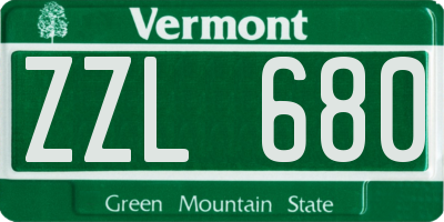 VT license plate ZZL680