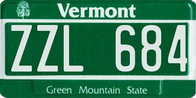 VT license plate ZZL684