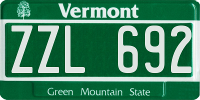 VT license plate ZZL692
