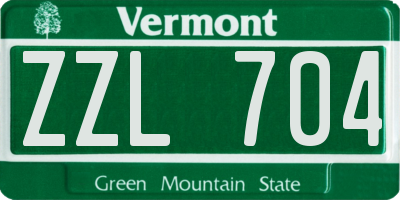 VT license plate ZZL704
