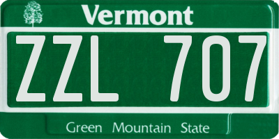 VT license plate ZZL707