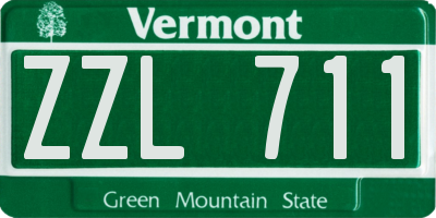 VT license plate ZZL711