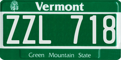 VT license plate ZZL718