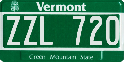 VT license plate ZZL720