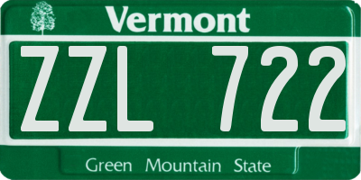 VT license plate ZZL722