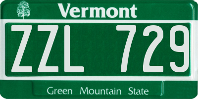 VT license plate ZZL729