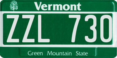 VT license plate ZZL730