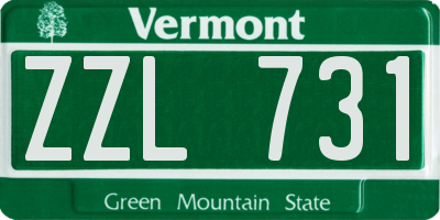 VT license plate ZZL731