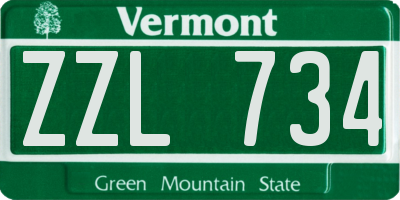 VT license plate ZZL734