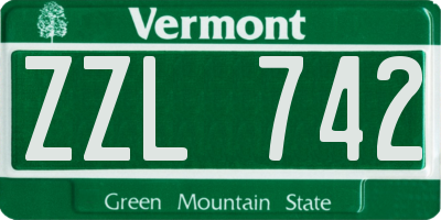 VT license plate ZZL742