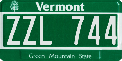 VT license plate ZZL744